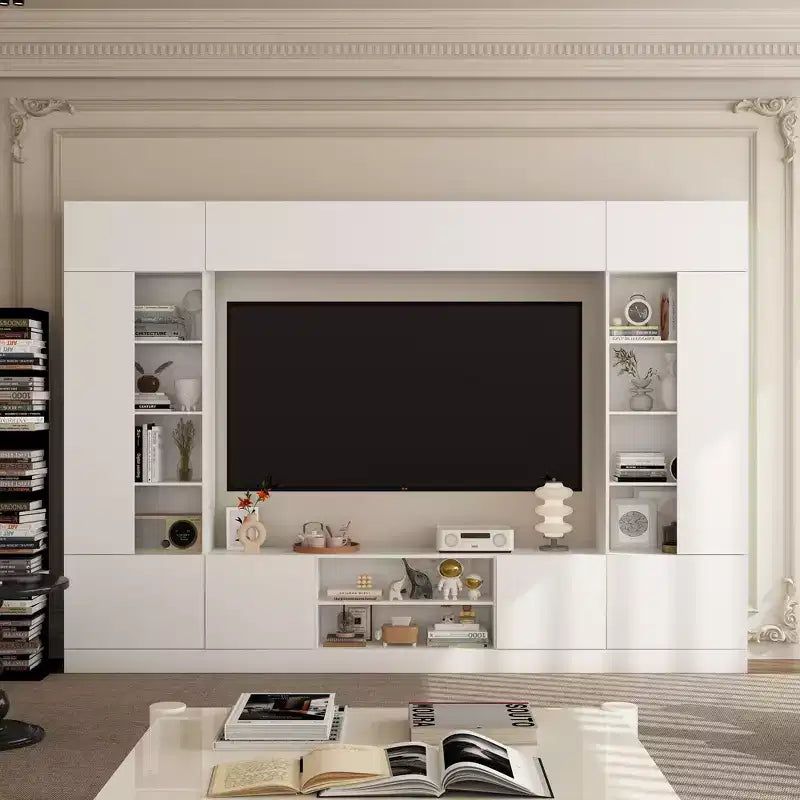 Large Wraparound TV Entertainment Center - Aesthetic & Practical Living Room Cabinet