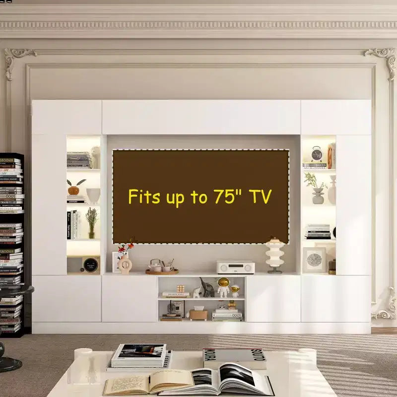 Large Wraparound TV Entertainment Center - Aesthetic & Practical Living Room Cabinet
