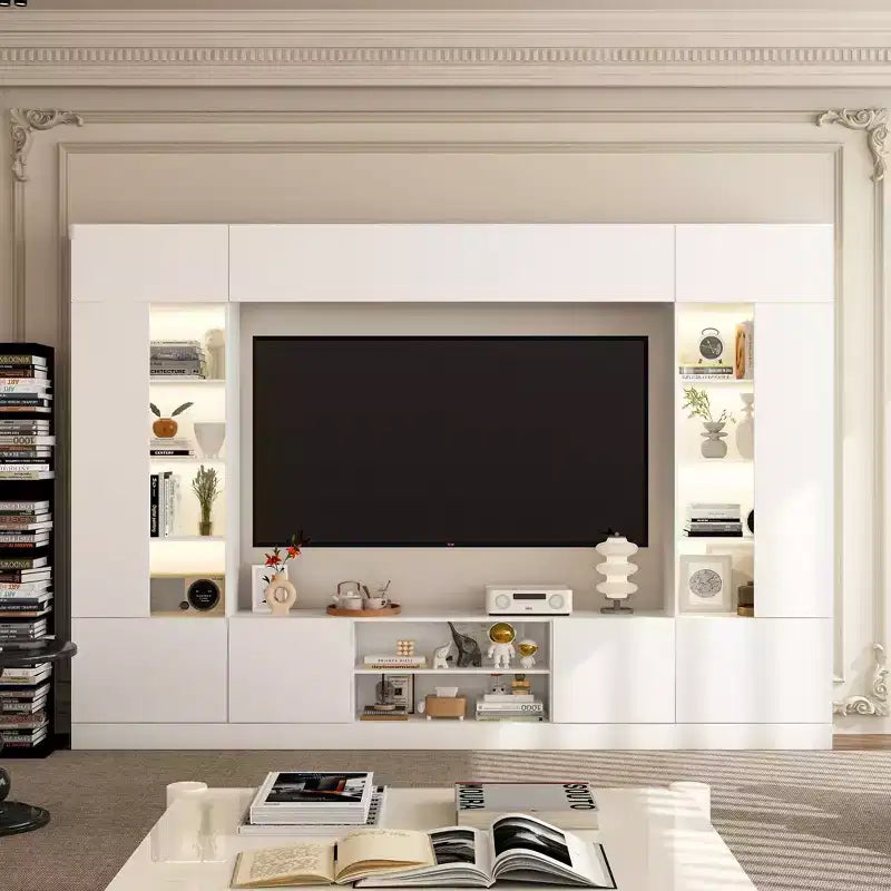 Large Wraparound TV Entertainment Center - Aesthetic & Practical Living Room Cabinet