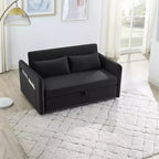 Canapé-lit 3-en-1 en velours avec port USB, lit gigogne et poche latérale