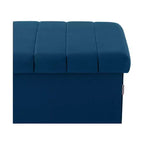Ottoman de rangement d'appoint capitonné en velours bleu, cube de 40 cm avec couvercle amovible