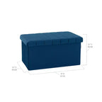 Ottoman de rangement d'appoint capitonné en velours bleu, cube de 40 cm avec couvercle amovible
