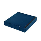 Ottoman de rangement d'appoint capitonné en velours bleu, cube de 40 cm avec couvercle amovible