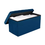 Ottoman de rangement d'appoint capitonné en velours bleu, cube de 40 cm avec couvercle amovible