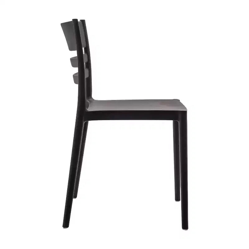 Set of 2 Indoor-Outdoor Stacking Patio Chairs with Slatted Backrest, All-Weather Resin