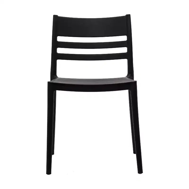 Set of 2 Indoor-Outdoor Stacking Patio Chairs with Slatted Backrest, All-Weather Resin