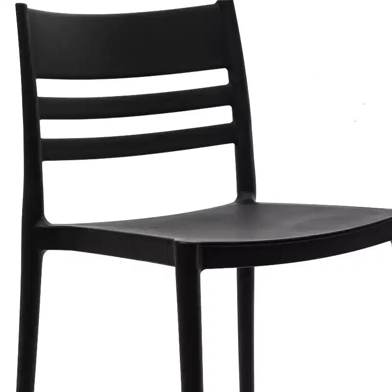 Set of 2 Indoor-Outdoor Stacking Patio Chairs with Slatted Backrest, All-Weather Resin