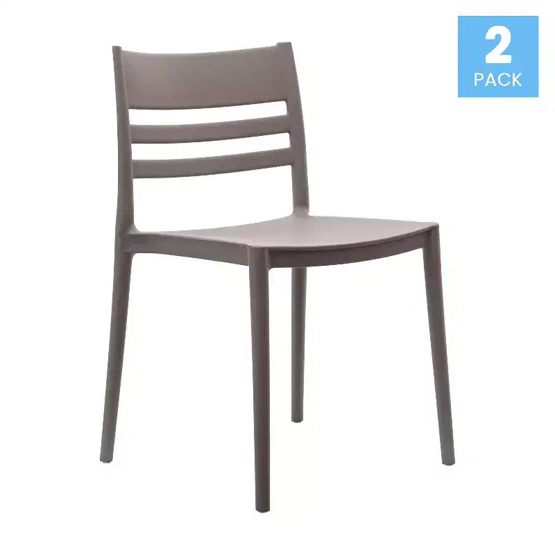Set of 2 Indoor-Outdoor Stacking Patio Chairs with Slatted Backrest, All-Weather Resin