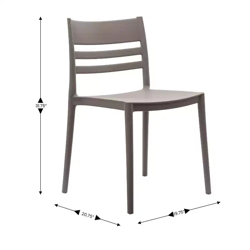 Set of 2 Indoor-Outdoor Stacking Patio Chairs with Slatted Backrest, All-Weather Resin