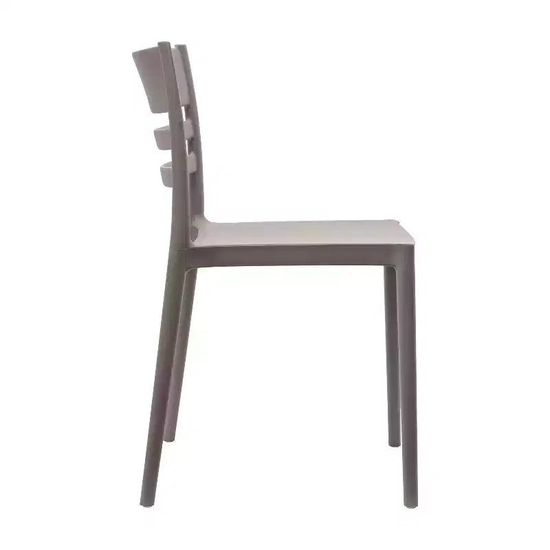 Set of 2 Indoor-Outdoor Stacking Patio Chairs with Slatted Backrest, All-Weather Resin