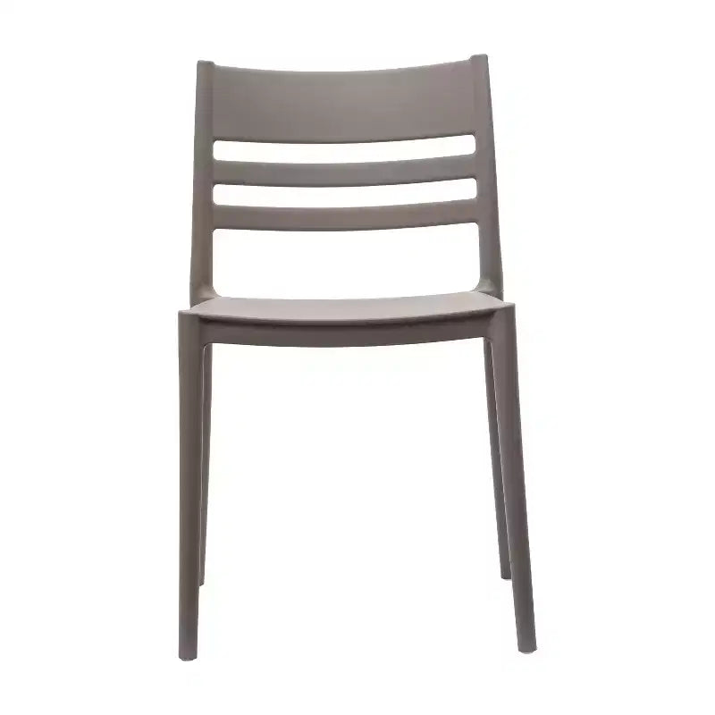 Set of 2 Indoor-Outdoor Stacking Patio Chairs with Slatted Backrest, All-Weather Resin