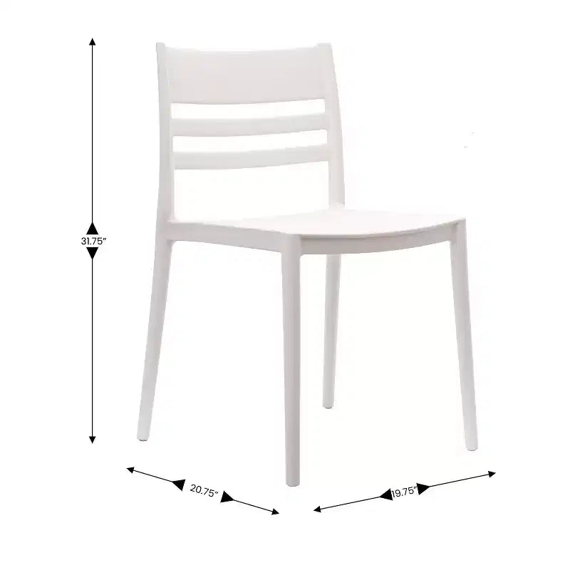 Set of 2 Indoor-Outdoor Stacking Patio Chairs with Slatted Backrest, All-Weather Resin