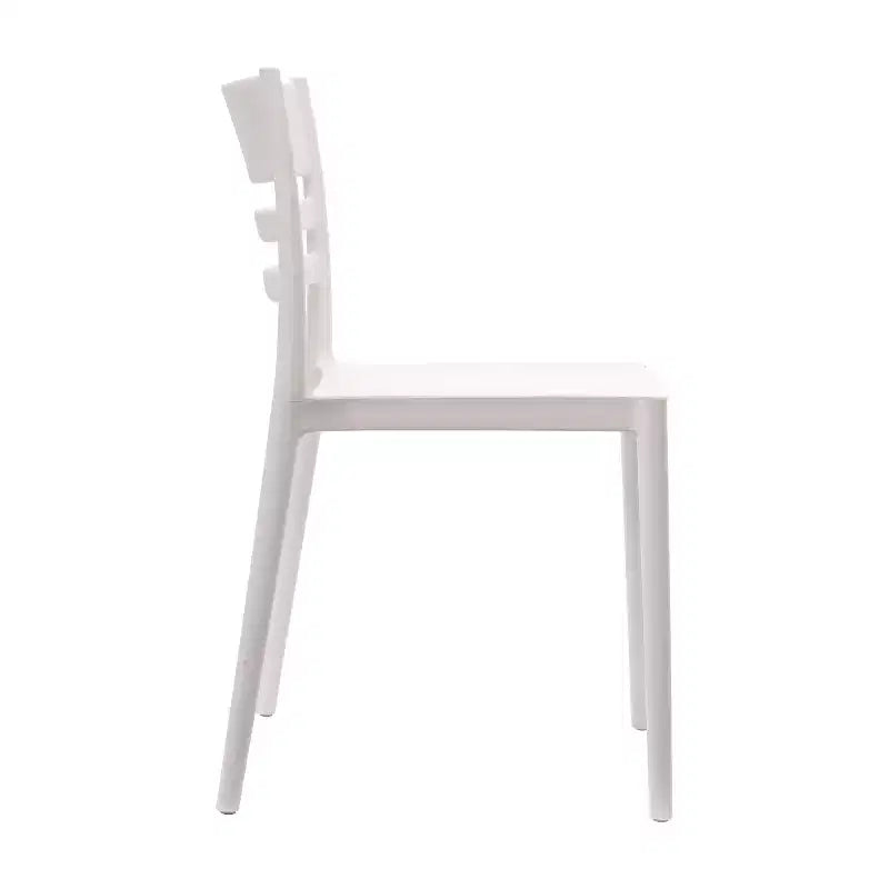 Set of 2 Indoor-Outdoor Stacking Patio Chairs with Slatted Backrest, All-Weather Resin