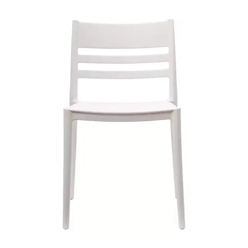 Set of 2 Indoor-Outdoor Stacking Patio Chairs with Slatted Backrest, All-Weather Resin