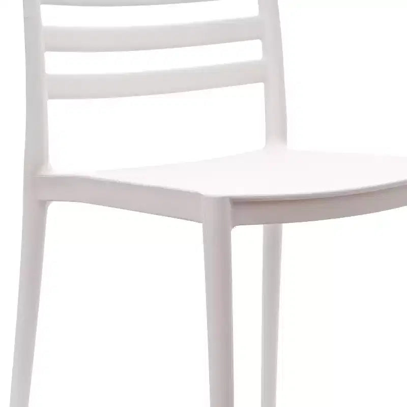 Set of 2 Indoor-Outdoor Stacking Patio Chairs with Slatted Backrest, All-Weather Resin