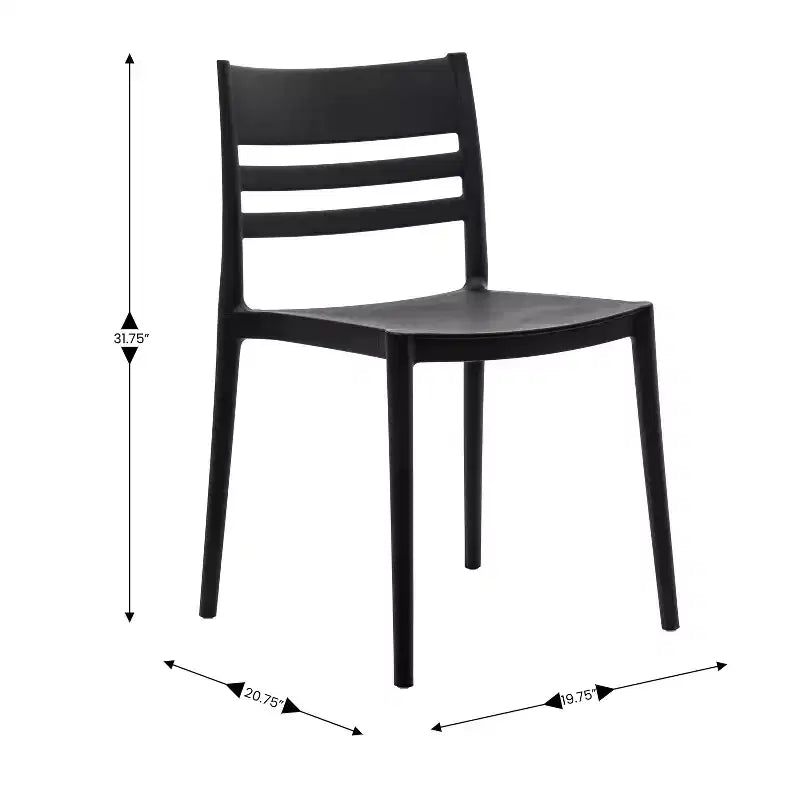 Set of 2 Indoor-Outdoor Stacking Patio Chairs with Slatted Backrest, All-Weather Resin