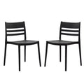 Set of 2 Indoor-Outdoor Stacking Patio Chairs with Slatted Backrest, All-Weather Resin