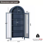 Meuble de cuisine à arcades - Étagère de présentation de ferme à 5 niveaux avec étagère réglable et 2 grandes portes en verre, placard de rangement polyvalent