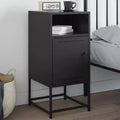 Industrial Steel Bedside Cabinet Nightstand with Adjustable Shelf - Black, 15.4"x14.2"x30.7"