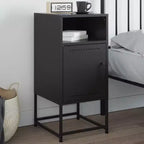 Table de Chevet Industrielle en Acier avec Étagère Réglable - Noir, 39,1x36,1x78 cm