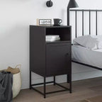 Table de Chevet Industrielle en Acier avec Étagère Réglable - Noir, 39,1x36,1x78 cm