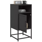 Table de Chevet Industrielle en Acier avec Étagère Réglable - Noir, 39,1x36,1x78 cm
