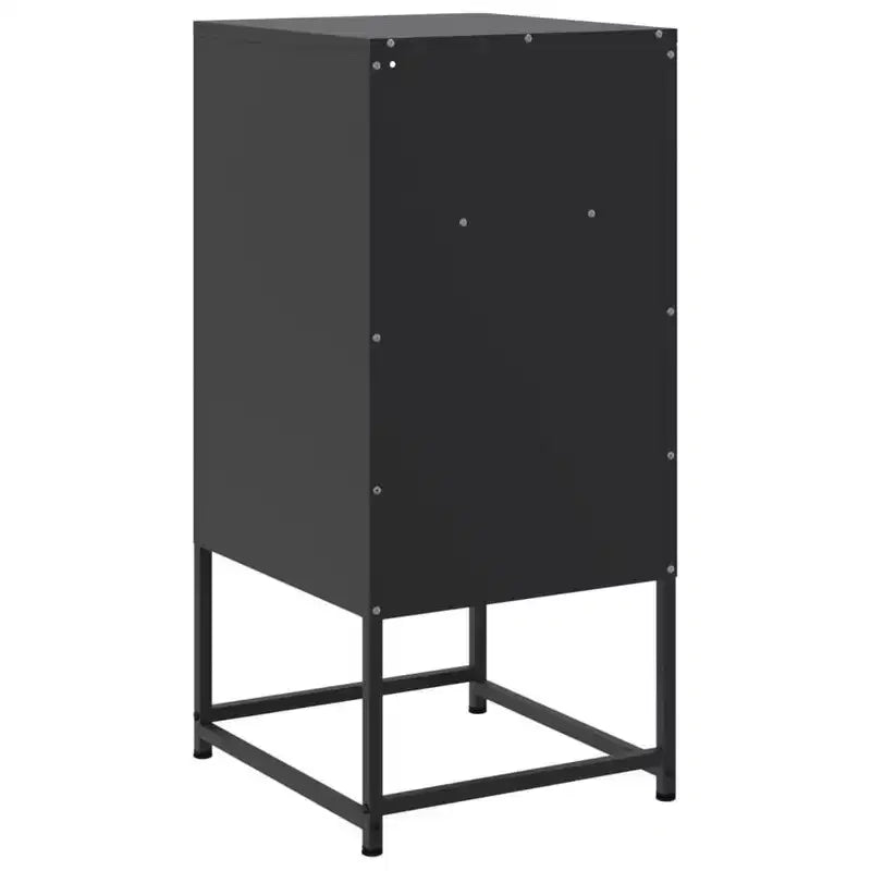 Industrial Steel Bedside Cabinet Nightstand with Adjustable Shelf - Black, 15.4"x14.2"x30.7"