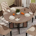 Table à manger ronde pour 4 à 6 personnes - Table de cuisine moderne de style ferme en bois avec étagère de rangement, plateau étanche, meubles de coin repas