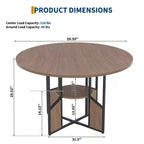 Table à manger ronde pour 4 à 6 personnes - Table de cuisine moderne de style ferme en bois avec étagère de rangement, plateau étanche, meubles de coin repas