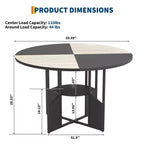 Table à manger ronde pour 4 à 6 personnes - Table de cuisine moderne de style ferme en bois avec étagère de rangement, plateau étanche, meubles de coin repas