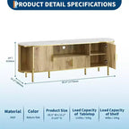 Meuble TV en MDF motif vague, 4 portes, 70" (178 cm), grand centre de divertissement de luxe, étagères réglables