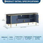 Meuble TV en MDF motif vague, 4 portes, 70" (178 cm), grand centre de divertissement de luxe, étagères réglables