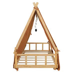 Lit à baldaquin en forme de maison double/complet avec tente et décor lumineux - Lit plateforme pour enfants et adolescents