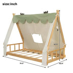 Lit à baldaquin en forme de maison double/complet avec tente et décor lumineux - Lit plateforme pour enfants et adolescents