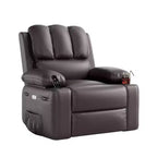 Fauteuil de massage inclinable pour adultes, basculeur pivotant avec chauffage, cuir PU, télécommande, porte-gobelets, poche latérale, large fauteuil inclinable pour salon, chambre à coucher