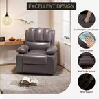 Fauteuil de massage inclinable pour adultes, basculeur pivotant avec chauffage, cuir PU, télécommande, porte-gobelets, poche latérale, large fauteuil inclinable pour salon, chambre à coucher