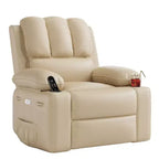 Fauteuil de massage inclinable pour adultes, basculeur pivotant avec chauffage, cuir PU, télécommande, porte-gobelets, poche latérale, large fauteuil inclinable pour salon, chambre à coucher