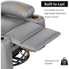 Fauteuil de massage inclinable pour adultes, basculeur pivotant avec chauffage, cuir PU, télécommande, porte-gobelets, poche latérale, large fauteuil inclinable pour salon, chambre à coucher