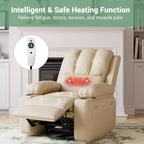 Fauteuil de massage inclinable pour adultes, basculeur pivotant avec chauffage, cuir PU, télécommande, porte-gobelets, poche latérale, large fauteuil inclinable pour salon, chambre à coucher
