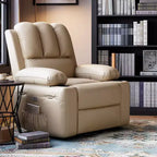 Fauteuil de massage inclinable pour adultes, basculeur pivotant avec chauffage, cuir PU, télécommande, porte-gobelets, poche latérale, large fauteuil inclinable pour salon, chambre à coucher