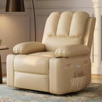 Massage Recliner Chair for Adults, Swivel Rocker with Heat, PU Leather, Remote, Cup Holders, Side Pocket, Wide Recliner for Living Room, Bedroom