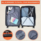 Valise cabine rigide extensible de 24 pouces avec roues pivotantes, valise cabine rigide avec serrure TSA, valise rigide légère