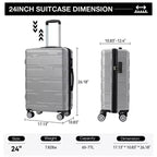 Valise cabine rigide extensible de 24 pouces avec roues pivotantes, valise cabine rigide avec serrure TSA, valise rigide légère