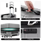 Valise cabine rigide extensible de 24 pouces avec roues pivotantes, valise cabine rigide avec serrure TSA, valise rigide légère