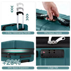 Valise cabine rigide extensible de 24 pouces avec roues pivotantes, valise cabine rigide avec serrure TSA, valise rigide légère