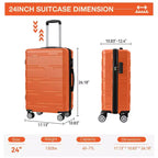 Valise cabine rigide extensible de 24 pouces avec roues pivotantes, valise cabine rigide avec serrure TSA, valise rigide légère
