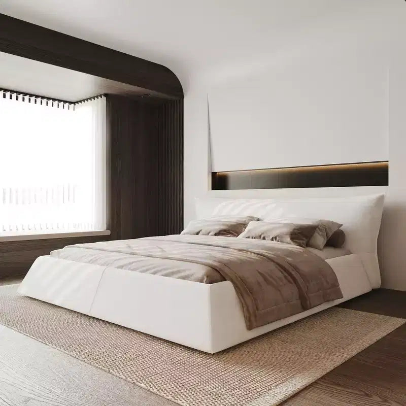 King Size Upholstered Platform Bed - Metal & Solid Wood Frame, Velvet Headboard, 1000 lbs