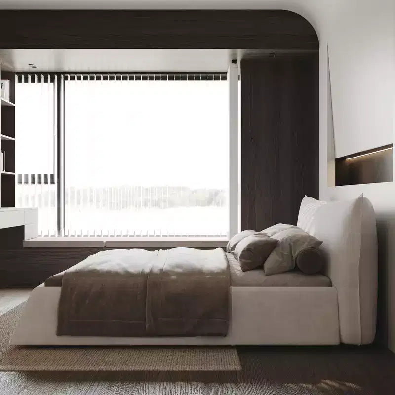 King Size Upholstered Platform Bed - Metal & Solid Wood Frame, Velvet Headboard, 1000 lbs