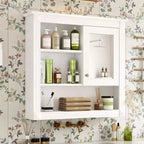 Armoire de toilette murale 32"L x 28"H - MDF, 5 étagères amovibles, charnières à fermeture douce