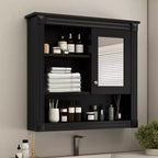Armoire de toilette murale 32"L x 28"H - MDF, 5 étagères amovibles, charnières à fermeture douce